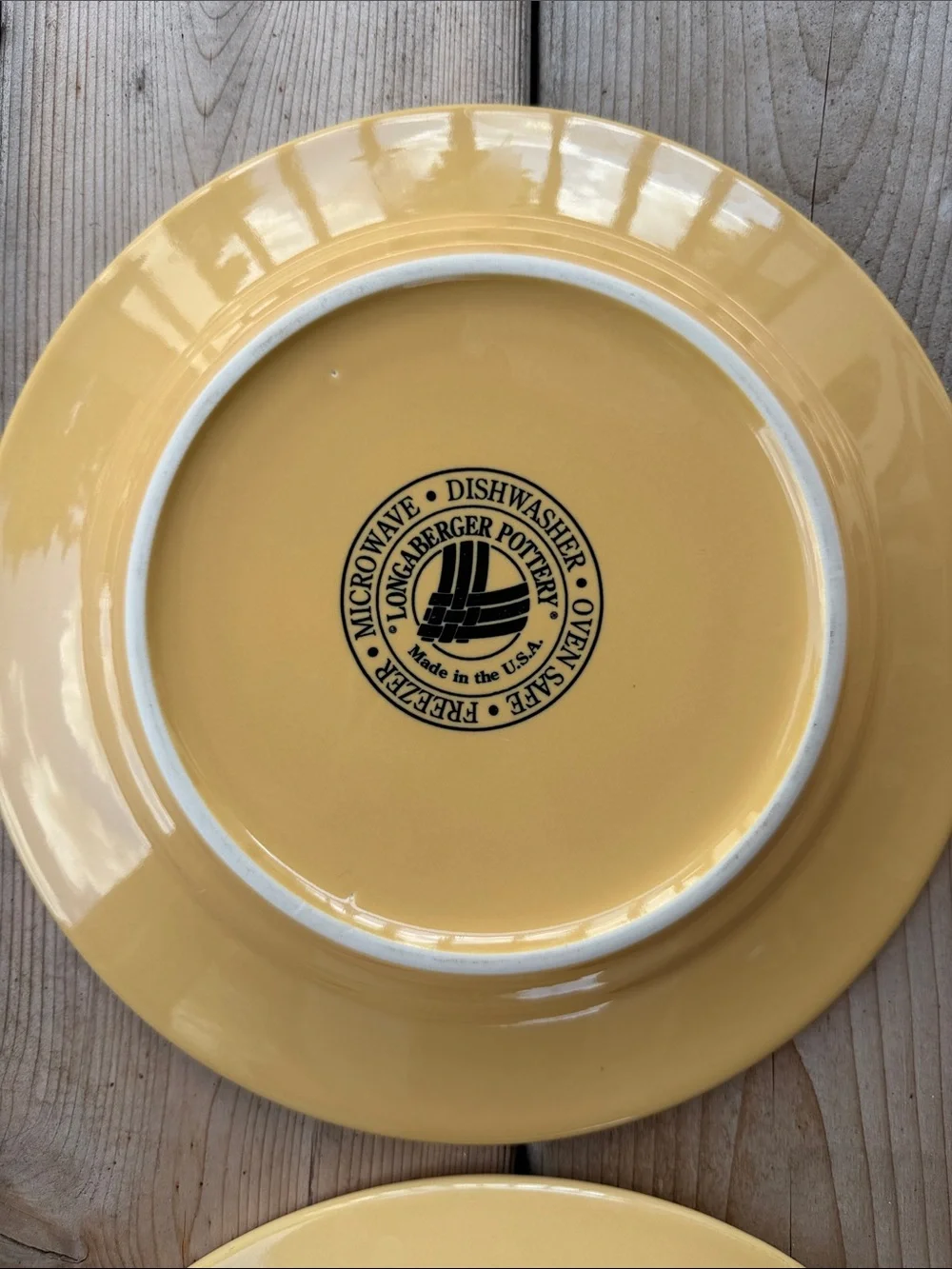 Set of 6 Longaberger Pottery Woven Traditions Butternut Dinner Plates